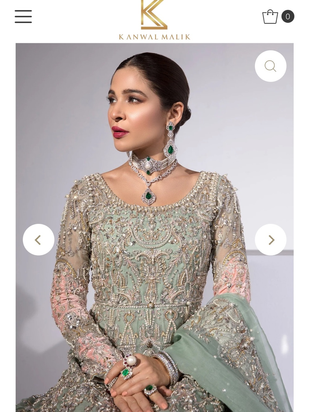 Kanwal Malik Embellished Mint & Blush Formal Dress